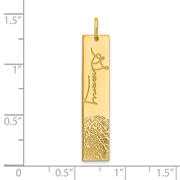 Sterling Silver/Gold-plated Vertical Signature and Fingerprint Charm - Picture 2 of 2